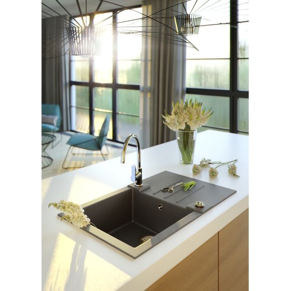 Chiuveta bucatarie ALVEUS Rock 130 G91, 1 cuva, compozit granit, negru