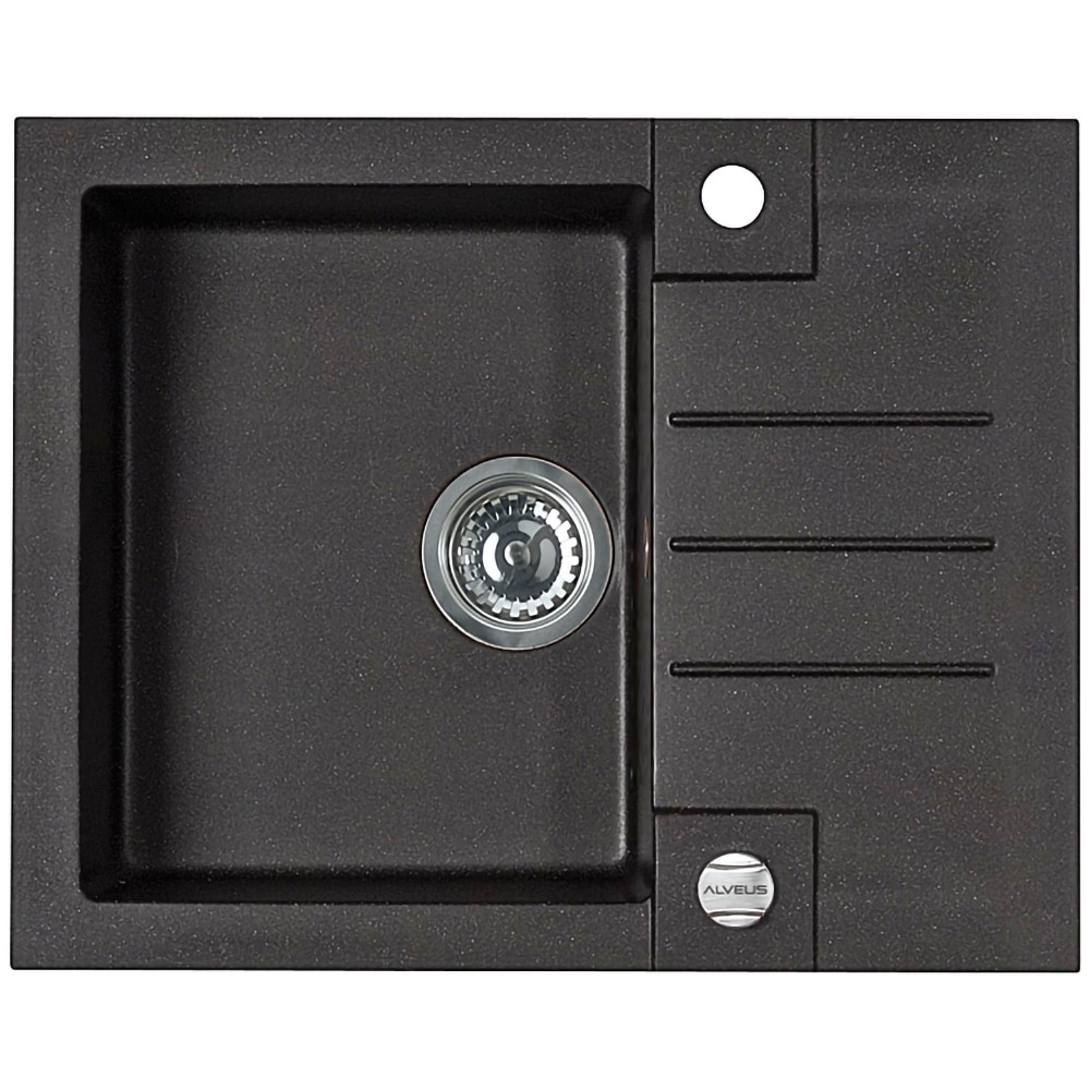 Pachet chiuveta ALVEUS Rock 30, 1 cuva, picurator reversibil, compozit granit + Baterie Kati G91, negru