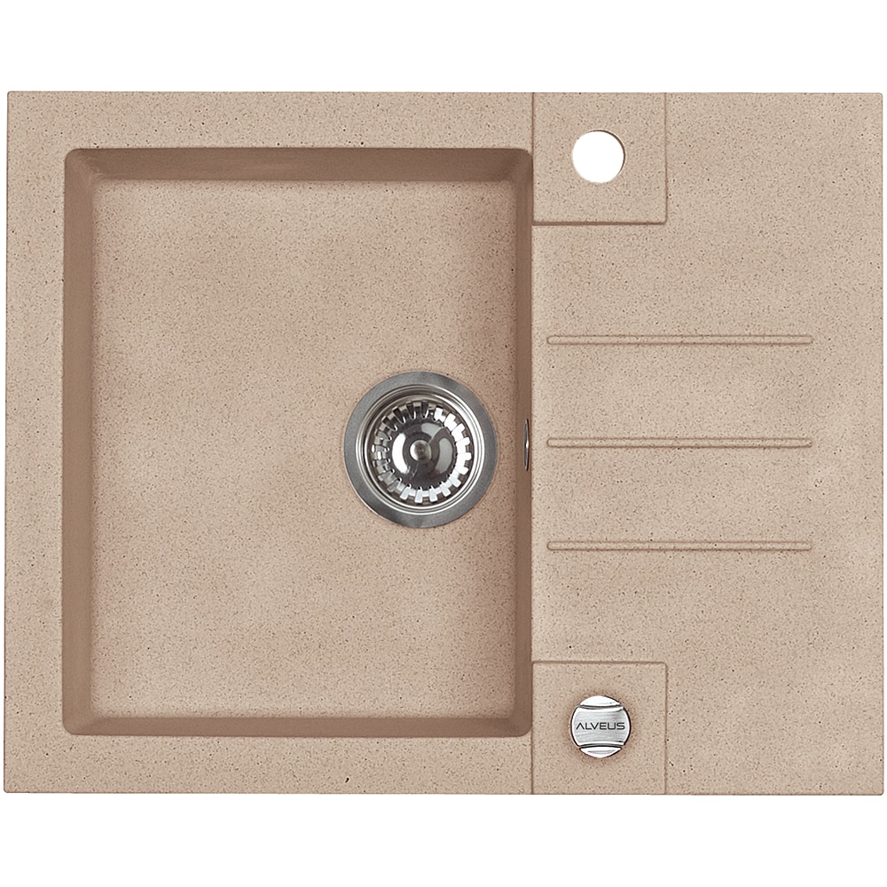 Pachet chiuveta ALVEUS Rock 30, 1 cuva, picurator reversibil, compozit granit + Baterie Kati G55, bej