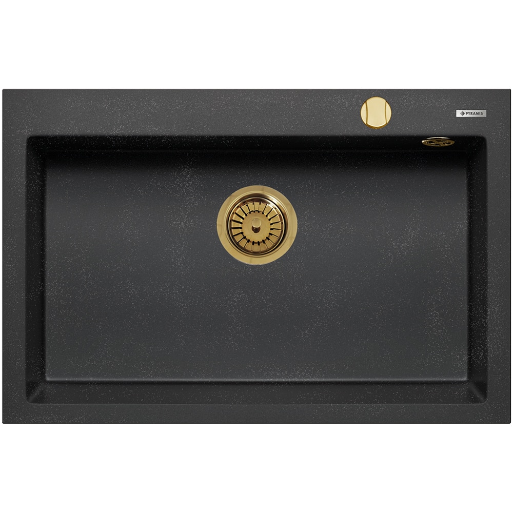 Pachet chiuveta PYRAMIS Altexia Diamond Square 76, compozit granit + baterie, negru