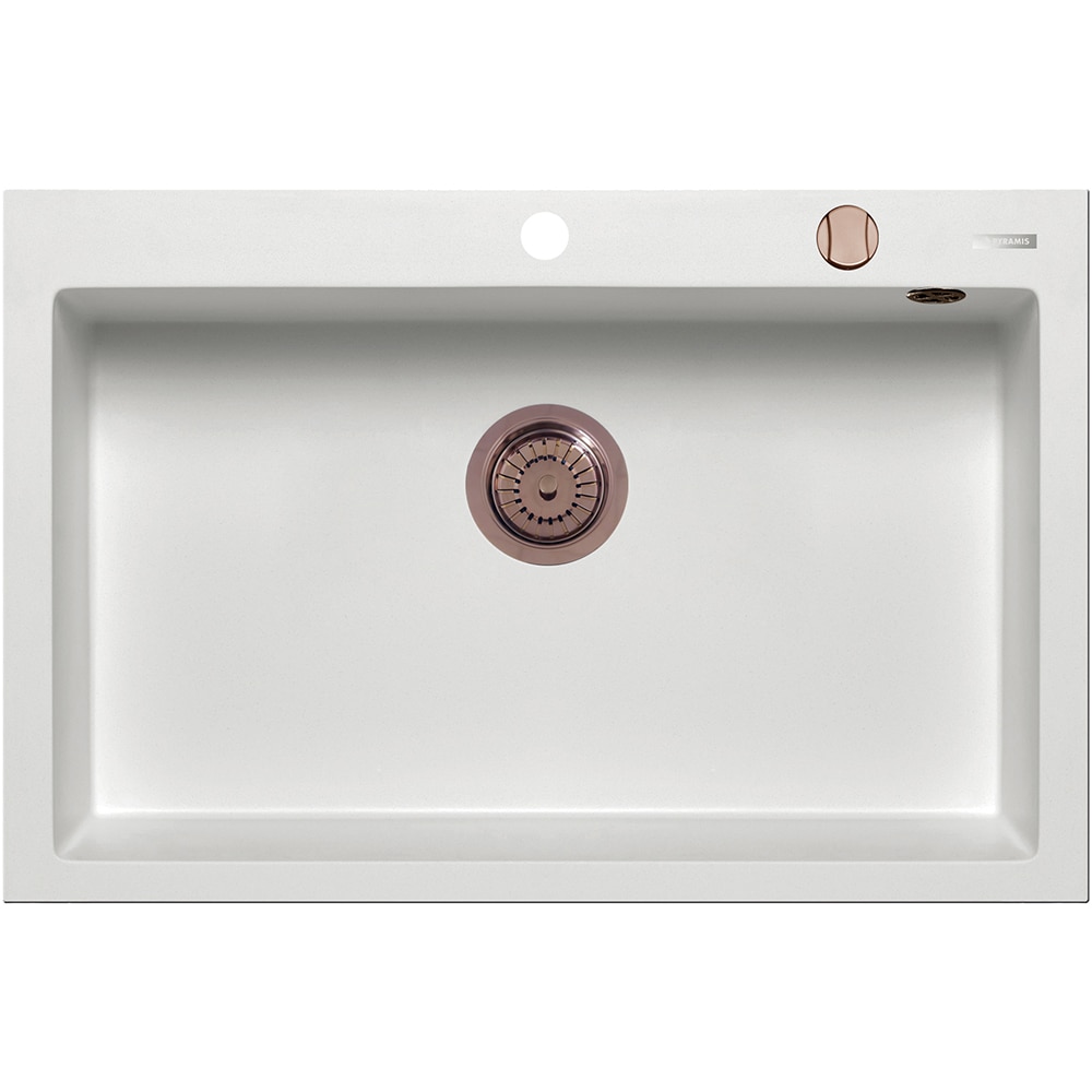 Pachet chiuveta PYRAMIS Altexia Diamond Square 76, compozit granit + baterie, alb