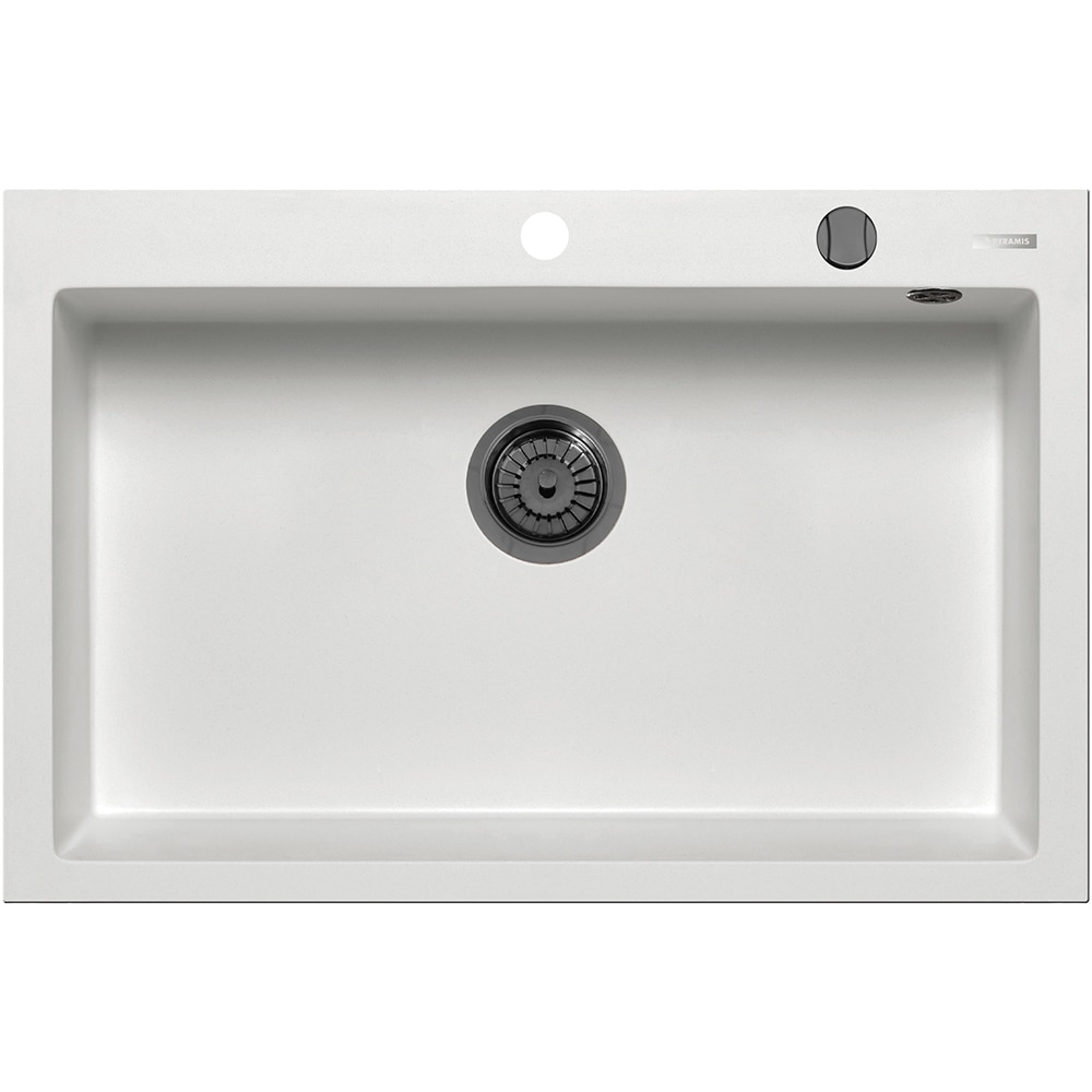 Pachet chiuveta PYRAMIS Altexia Diamond Square 76, compozit granit + baterie, alb