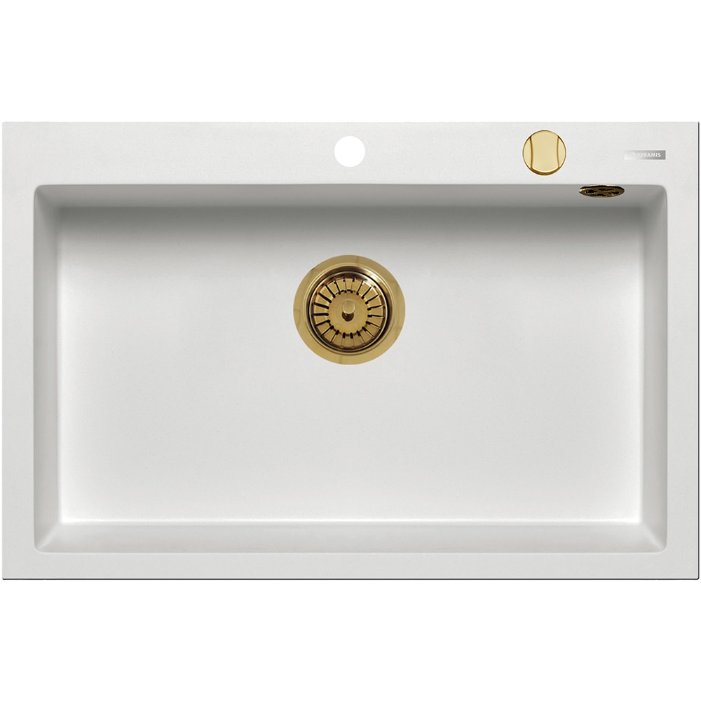 Pachet chiuveta PYRAMIS Altexia Diamond Square 76, compozit granit + baterie, alb