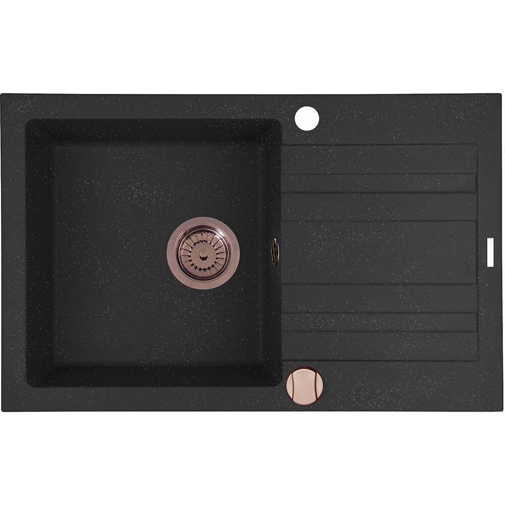 Pachet chiuveta PYRAMIS Altexia Modern 79, 1 cuva, picurator reversibil, compozit granit + baterie, negru