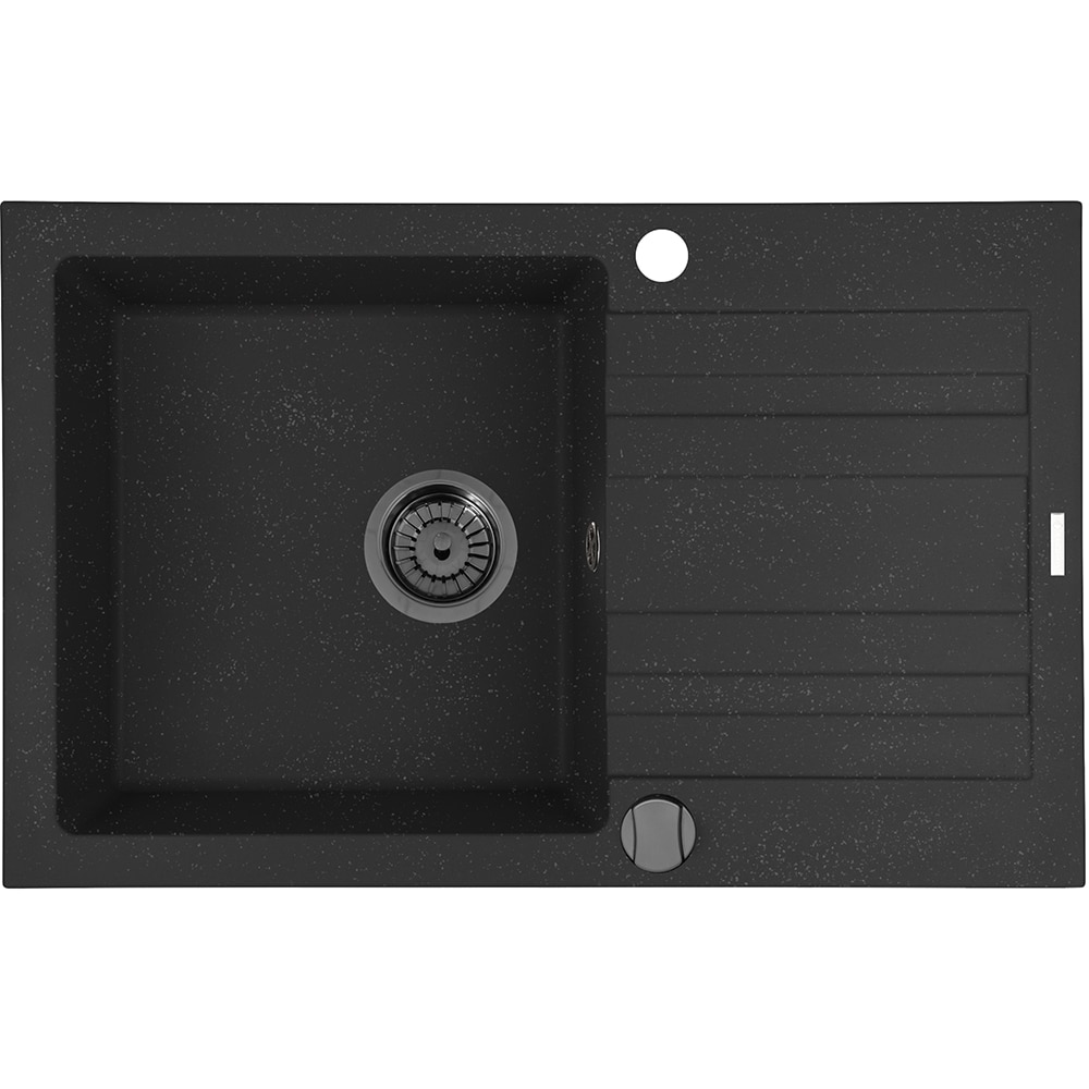 Pachet chiuveta PYRAMIS Altexia Modern 79, 1 cuva, picurator reversibil, compozit granit + baterie, negru