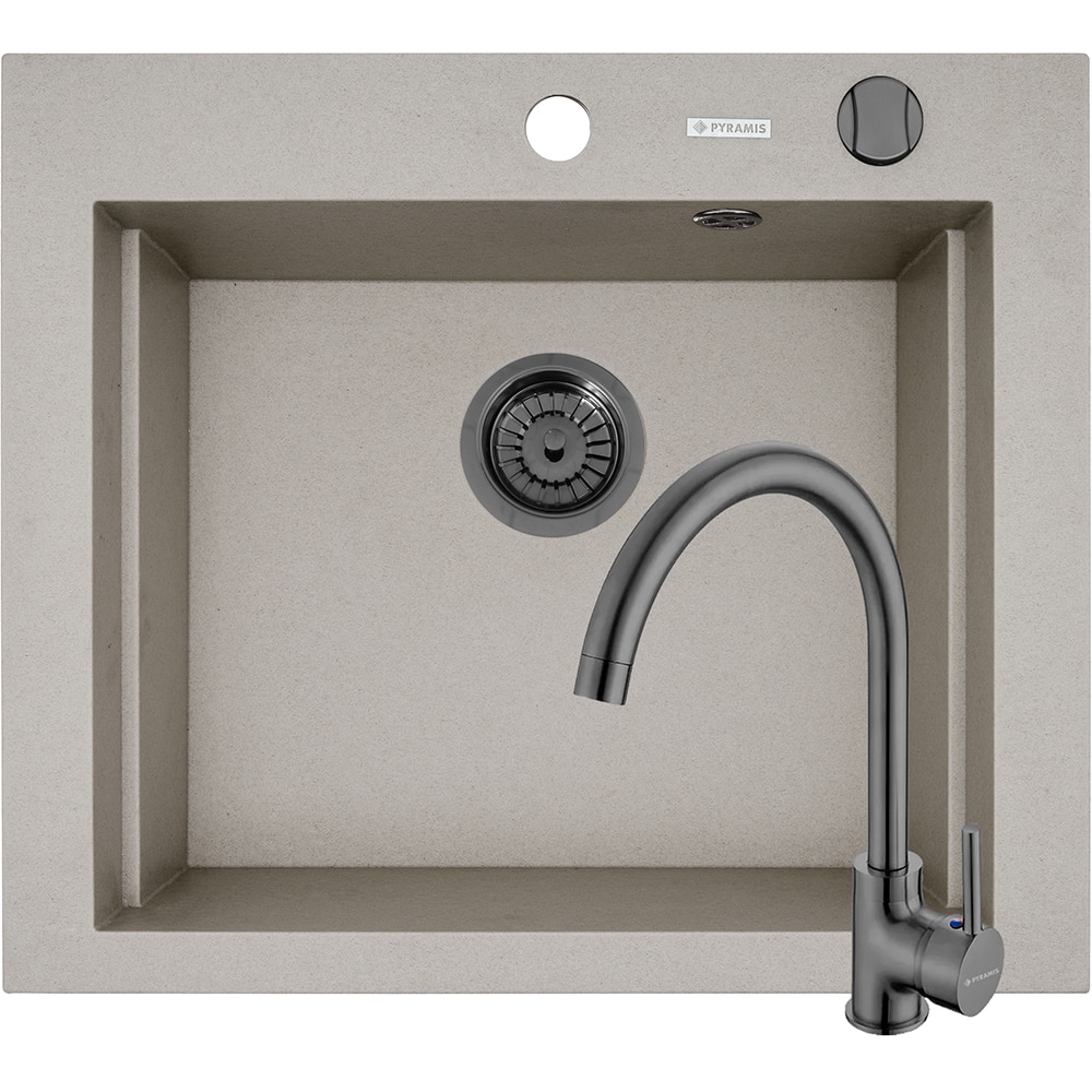 Pachet chiuveta PYRAMIS Altexia Modern Square 57, compozit granit + baterie, bej