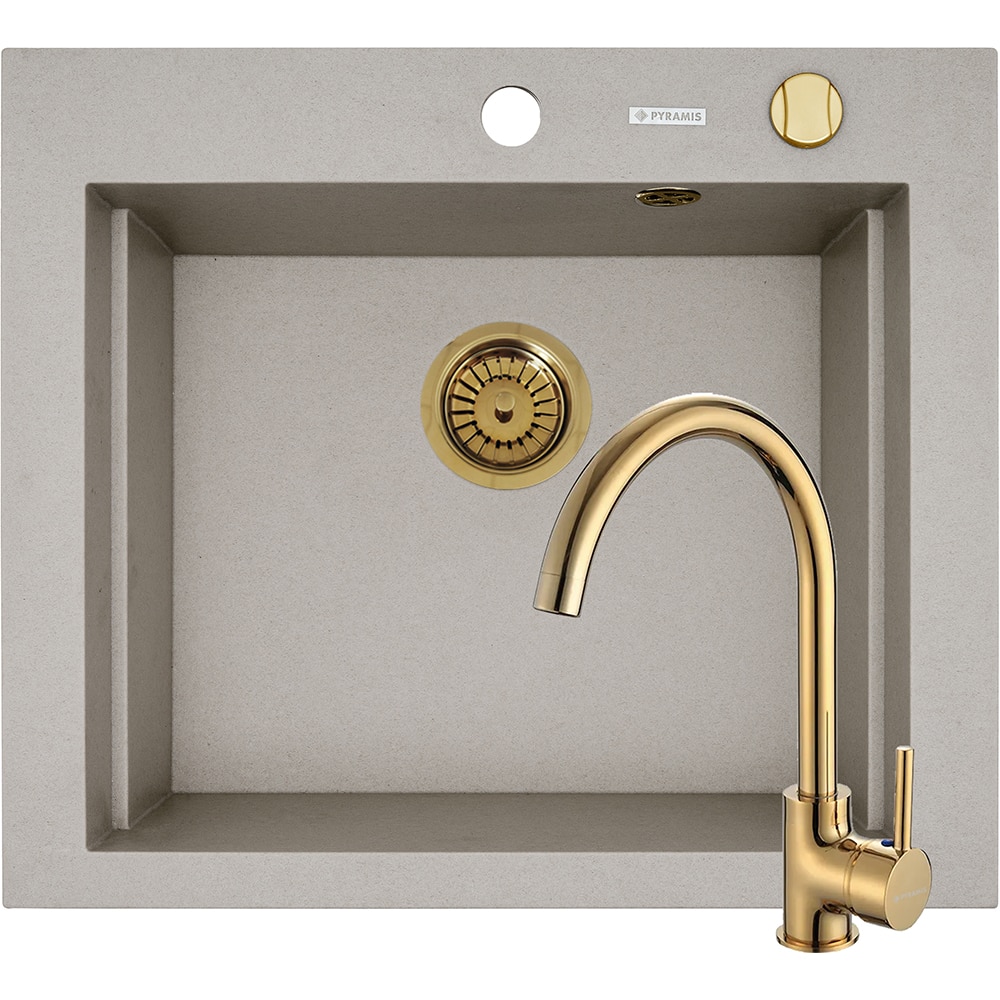 Pachet chiuveta PYRAMIS Altexia Modern Square 57, compozit granit + baterie, bej