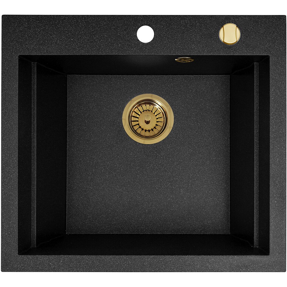 Pachet chiuveta PYRAMIS Altexia Modern Square 57, compozit granit + baterie, negru