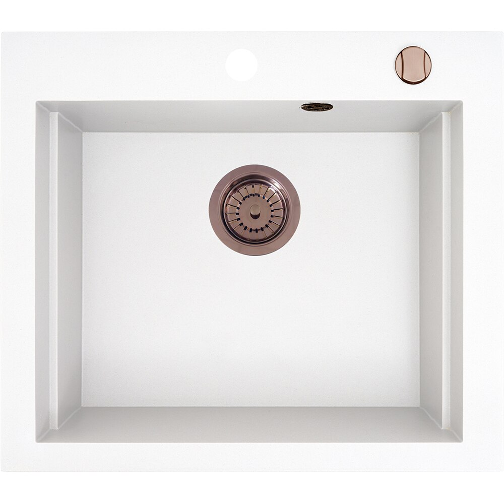 Pachet chiuveta PYRAMIS Altexia Modern Square 57, compozit granit + baterie, alb