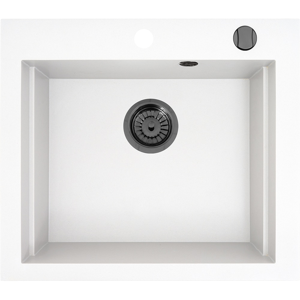 Pachet chiuveta PYRAMIS Altexia Modern Square 57, compozit granit + baterie, alb