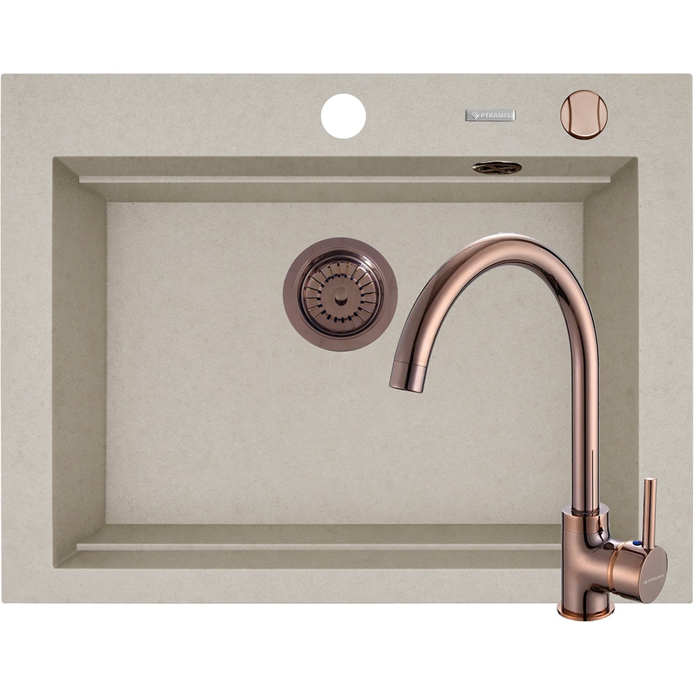 Pachet chiuveta PYRAMIS Altexia Modern Square 67, compozit granit + baterie, bej