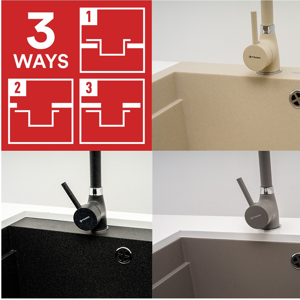 Pachet chiuveta PYRAMIS Altexia Modern Square 67, compozit granit + baterie, bej