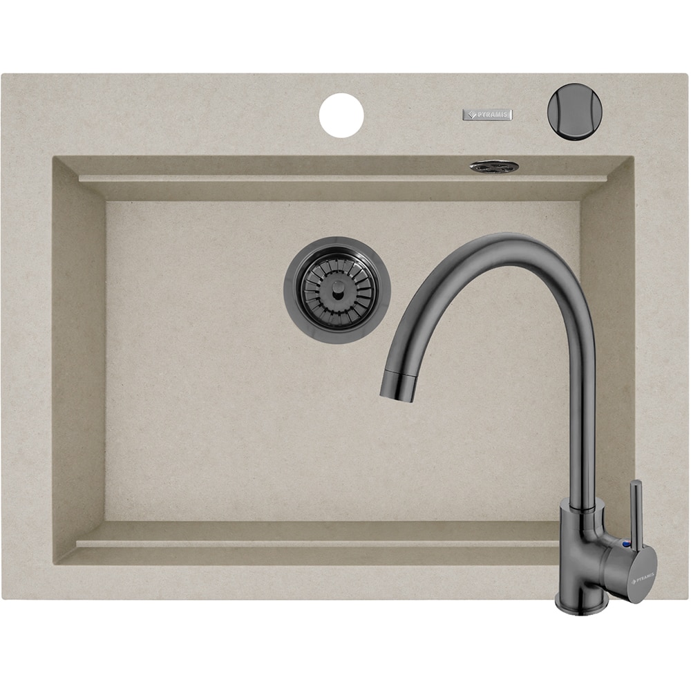 Pachet chiuveta PYRAMIS Altexia Modern Square 67, compozit granit + baterie, bej