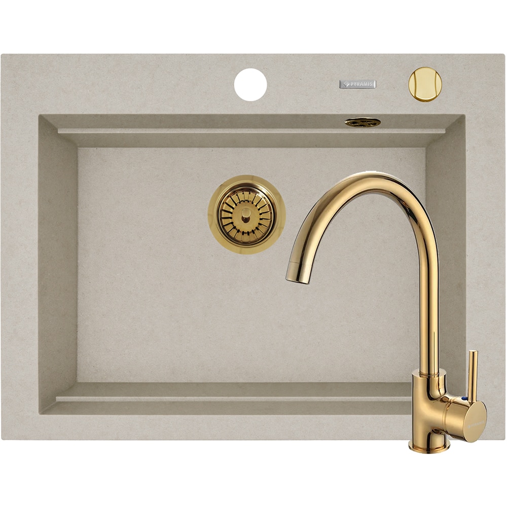 Pachet chiuveta PYRAMIS Altexia Modern Square 67, compozit granit + baterie, bej