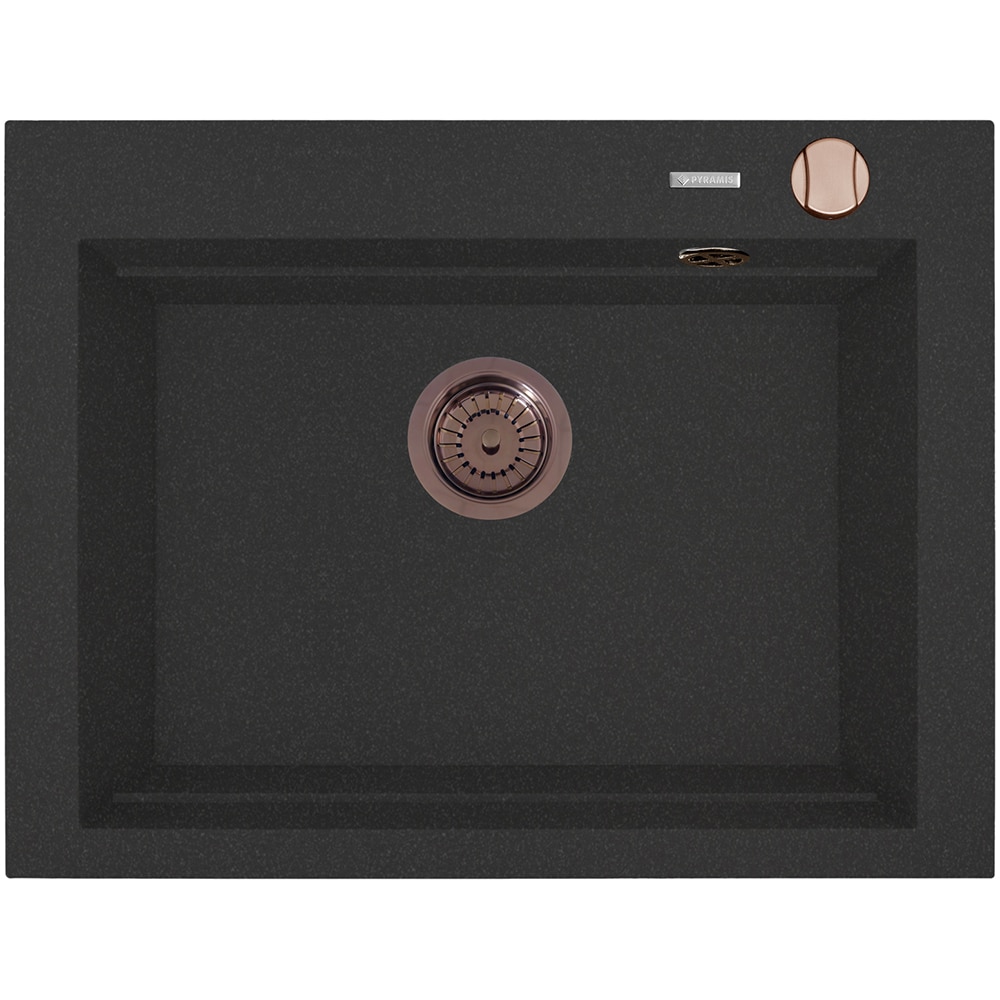 Pachet chiuveta PYRAMIS Altexia Modern Square 67, compozit granit + baterie, negru