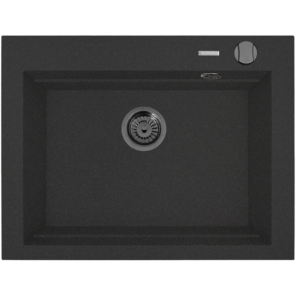 Pachet chiuveta PYRAMIS Altexia Modern Square 67, compozit granit + baterie, negru