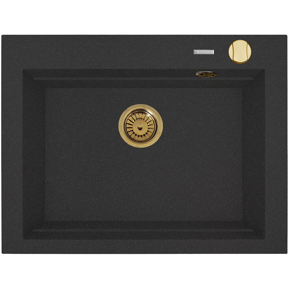 Pachet chiuveta PYRAMIS Altexia Modern Square 67, compozit granit + baterie, negru