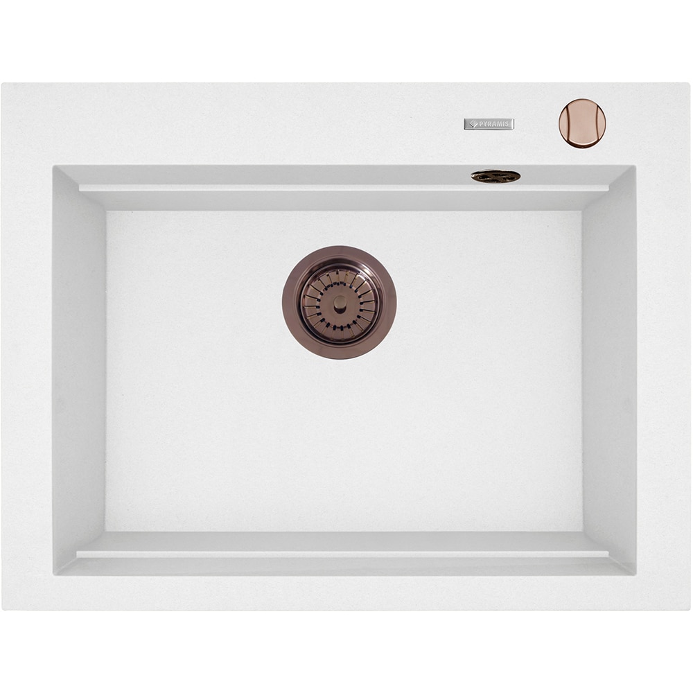 Pachet chiuveta PYRAMIS Altexia Modern Square 67, compozit granit + baterie, alb