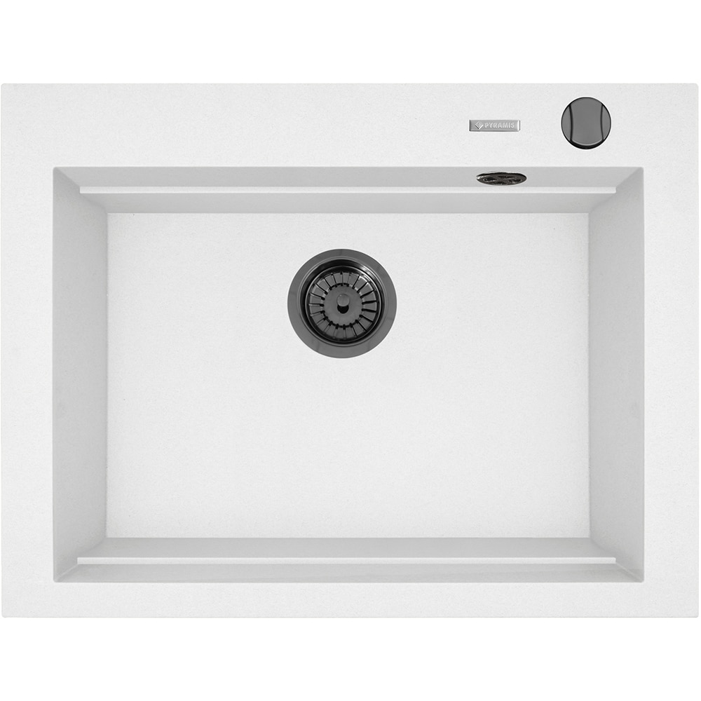 Pachet chiuveta PYRAMIS Altexia Modern Square 67, compozit granit + baterie, alb