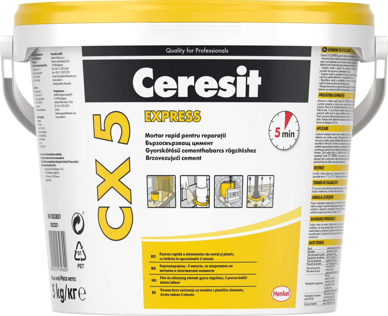 Mortar rapid reparatii, 5 kg, CX 5   Ceresit