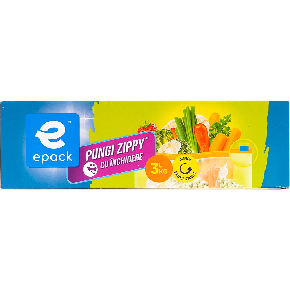 Pungi zippy EPACK, cu inchidere, 3l, 10 bucati