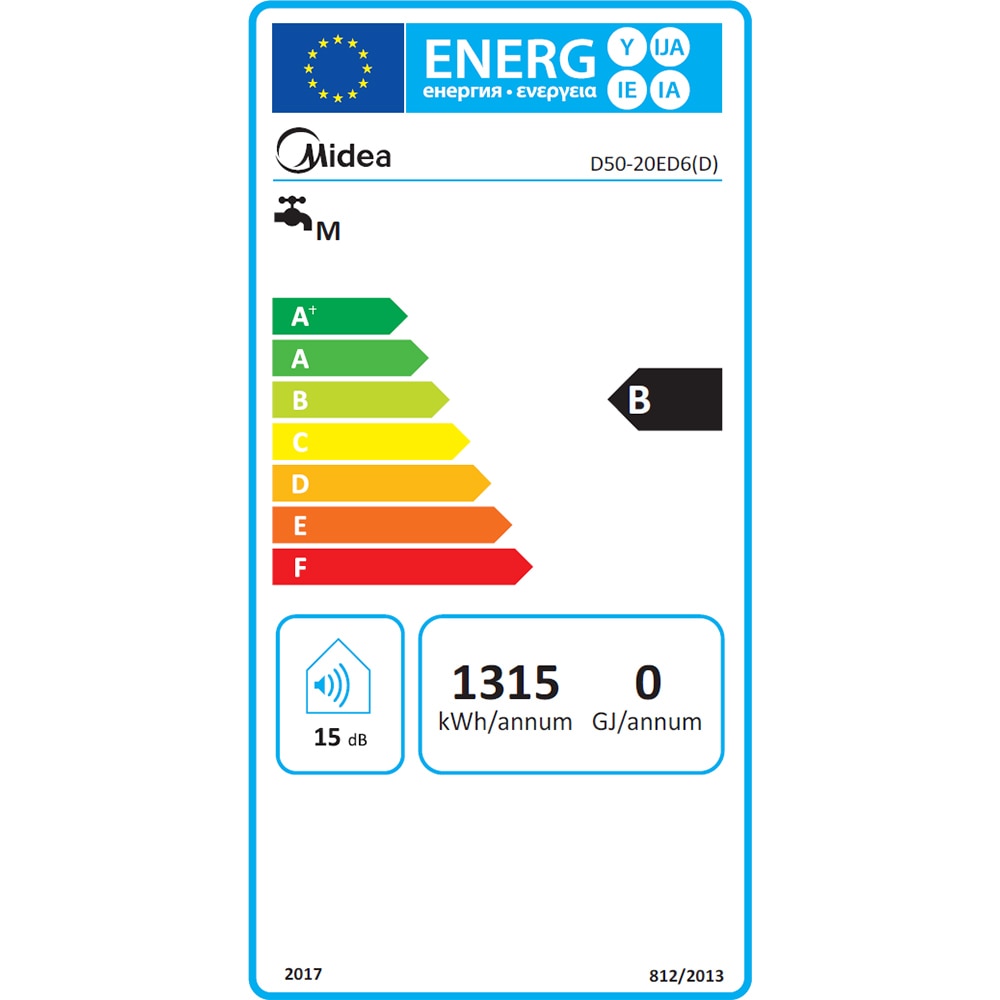 Boiler electric MIDEA Seria Salute, 50 l, 2000W, alb