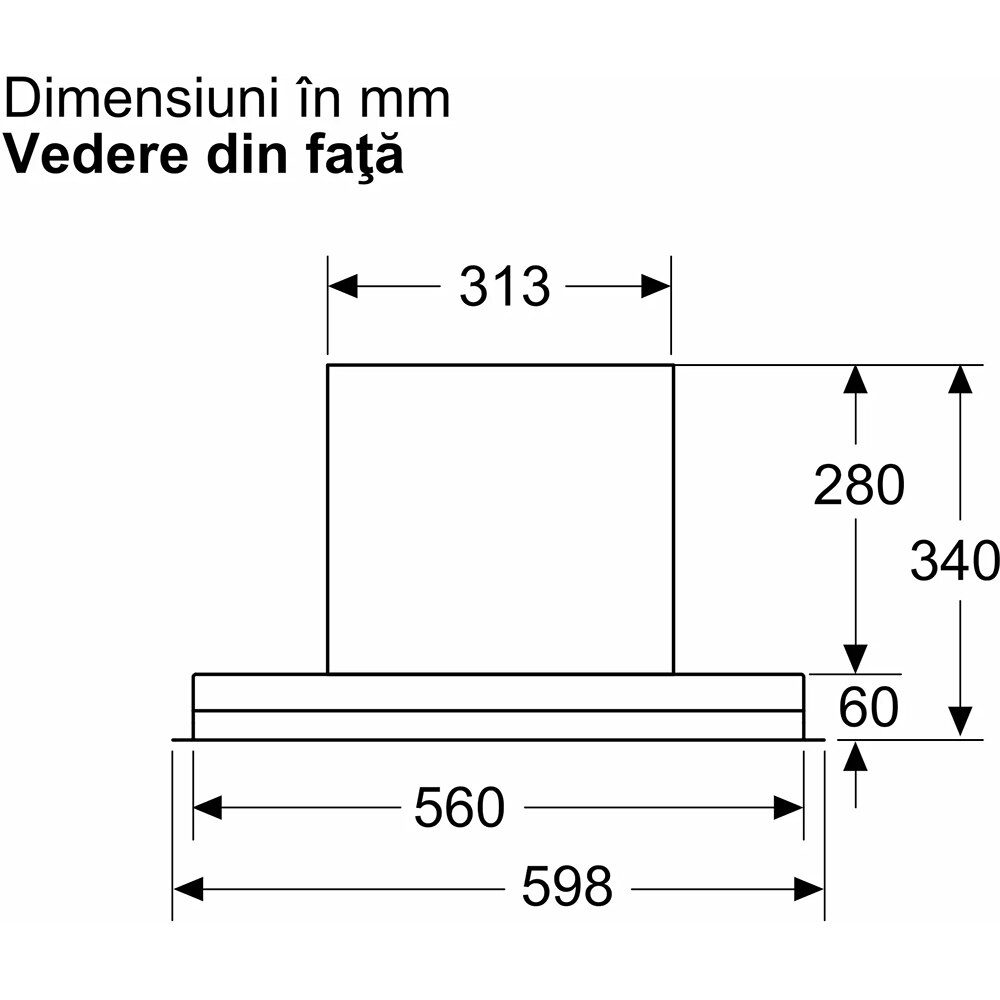 Hota incorporabila BOSCH DBB65CC60, 1 motor, 582 m3/h, L 60 cm, negru