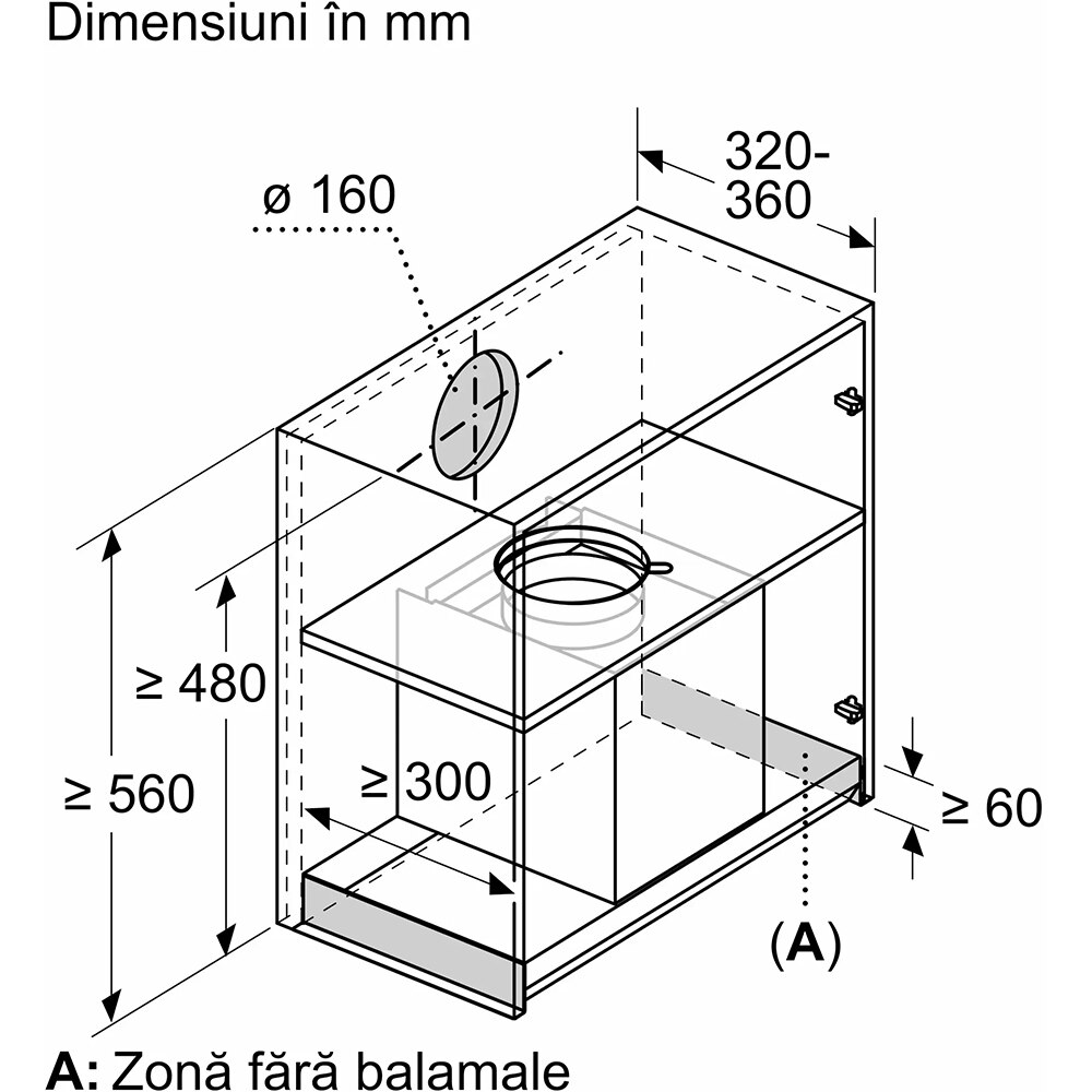 Hota incorporabila BOSCH DBB65CC60, 1 motor, 582 m3/h, L 60 cm, negru