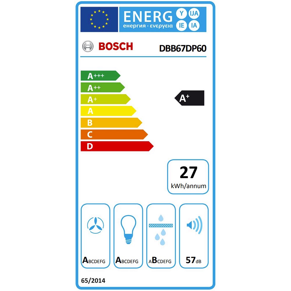 Hota incorporabila BOSCH DBB67DP60, 1 motor, 699 m3/h, L 60 cm, negru