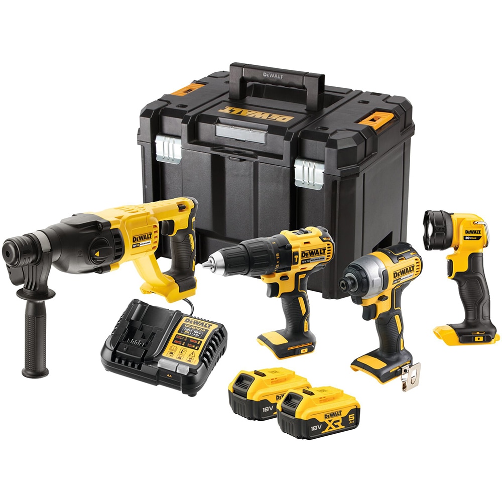 Set 4 unelte DEWALT DCK440P2T TSTAK, 18V, 2x5Ah, 3200RPM, 170Nm