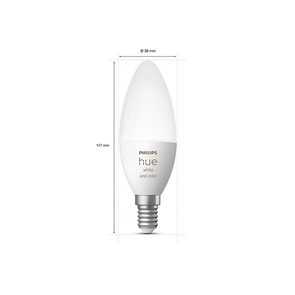 Bec LED Smart PHILIPS Hue 8719514356610, E14, 5.3W, 470lm, lumina variabila 