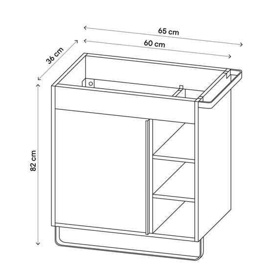 Masca lavoar GoodHome Maza, suspendata, 65 x 46 x 82 cm, negru