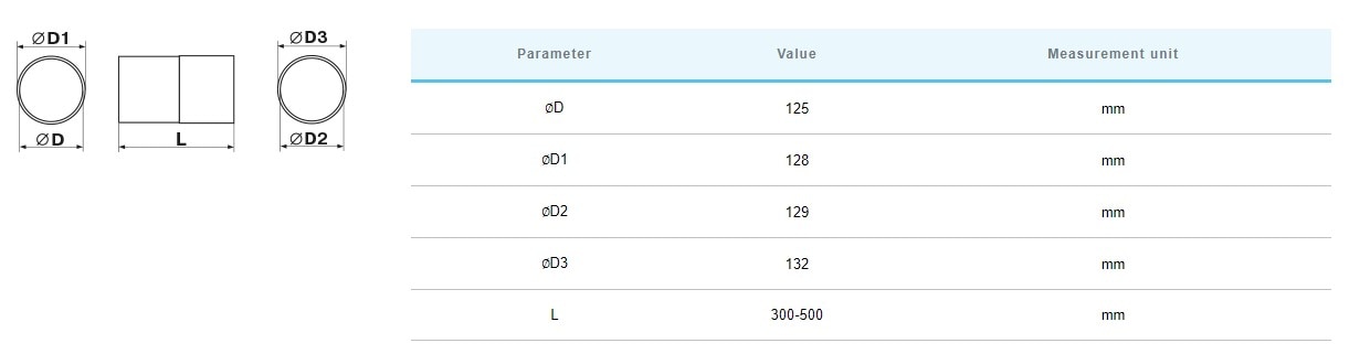 Tub PVC telescopic D125 L35 50 CM