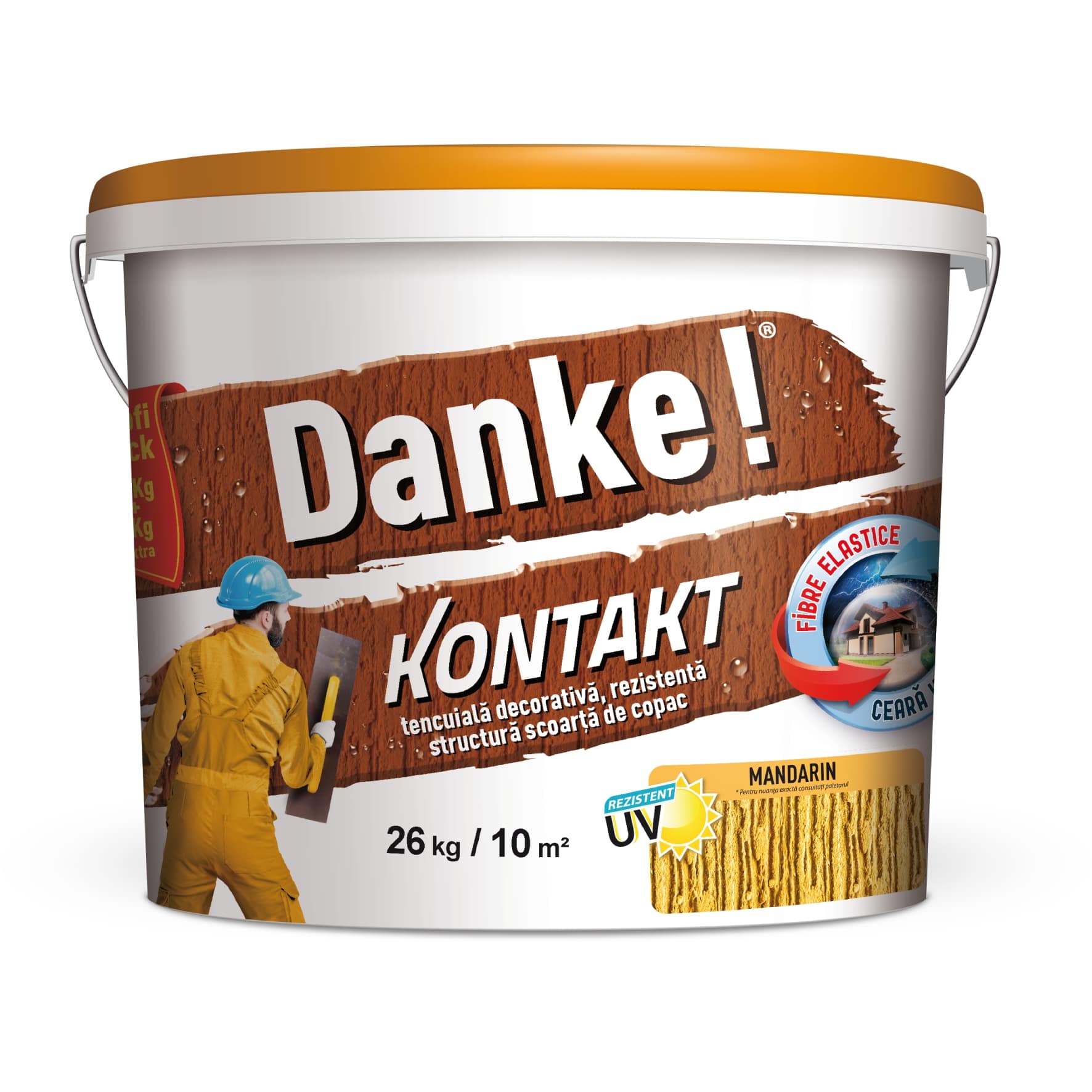 Tencuiala canelata decorativa, model scoarta de copac Danke, 26 kg, culoare mandarin