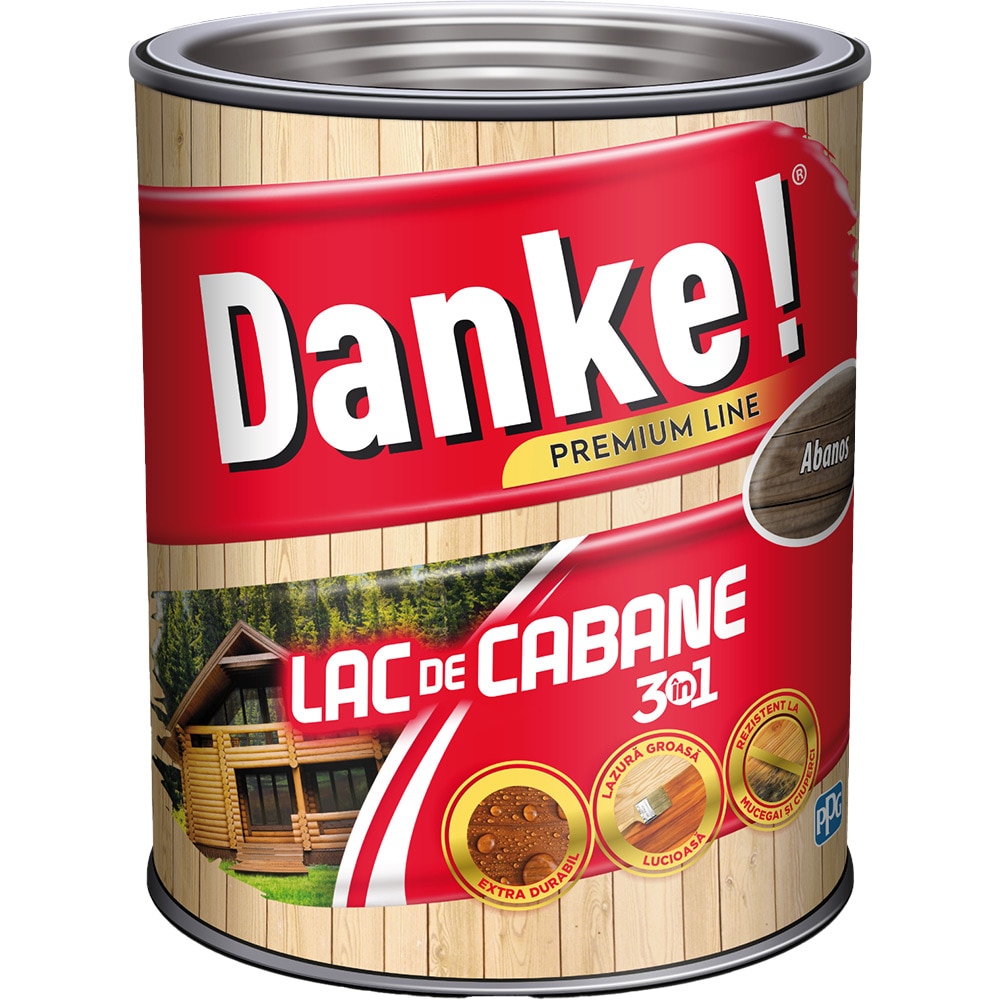Lac de cabane 3in1 DANKE, pe baza de rasina alchidica, 0.75L, maro abanos