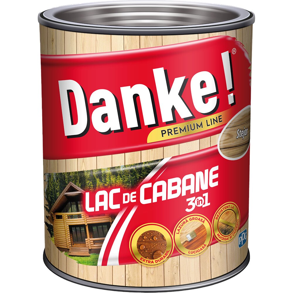 Lac de cabane 3in1 DANKE, pe baza de rasina alchidica, 2.5L, maro stejar