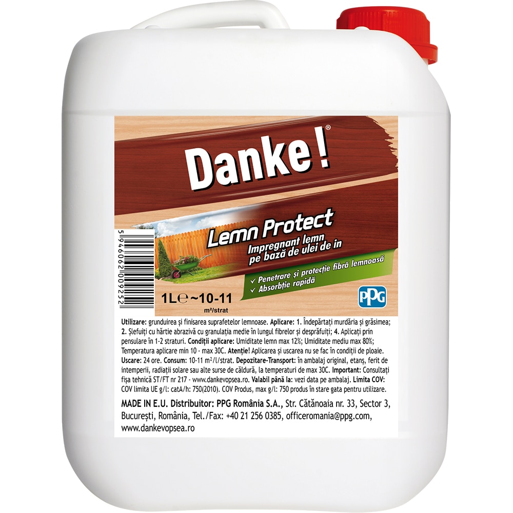 Grund pentru protectie lemn interior/exterior DANKE, pe baza de ulei de in, 1l