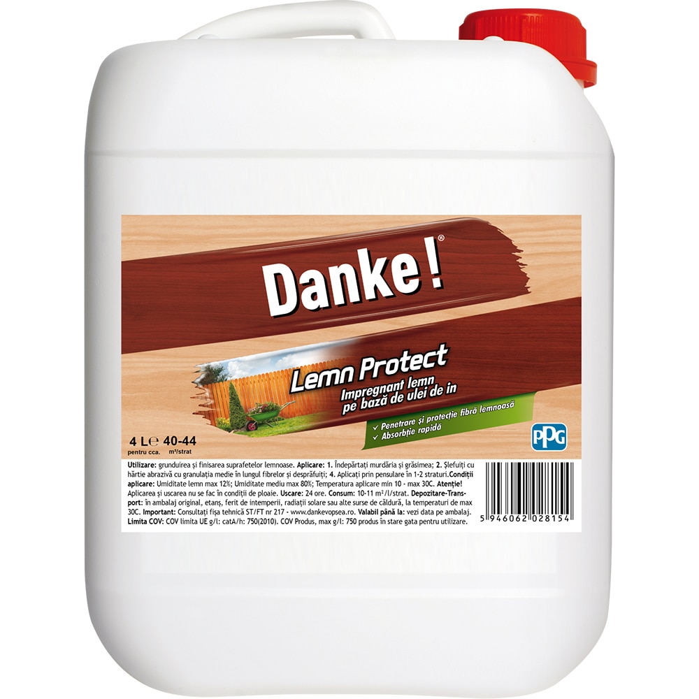 Grund pentru protectie lemn interior/exterior DANKE, pe baza de ulei de in, 4l