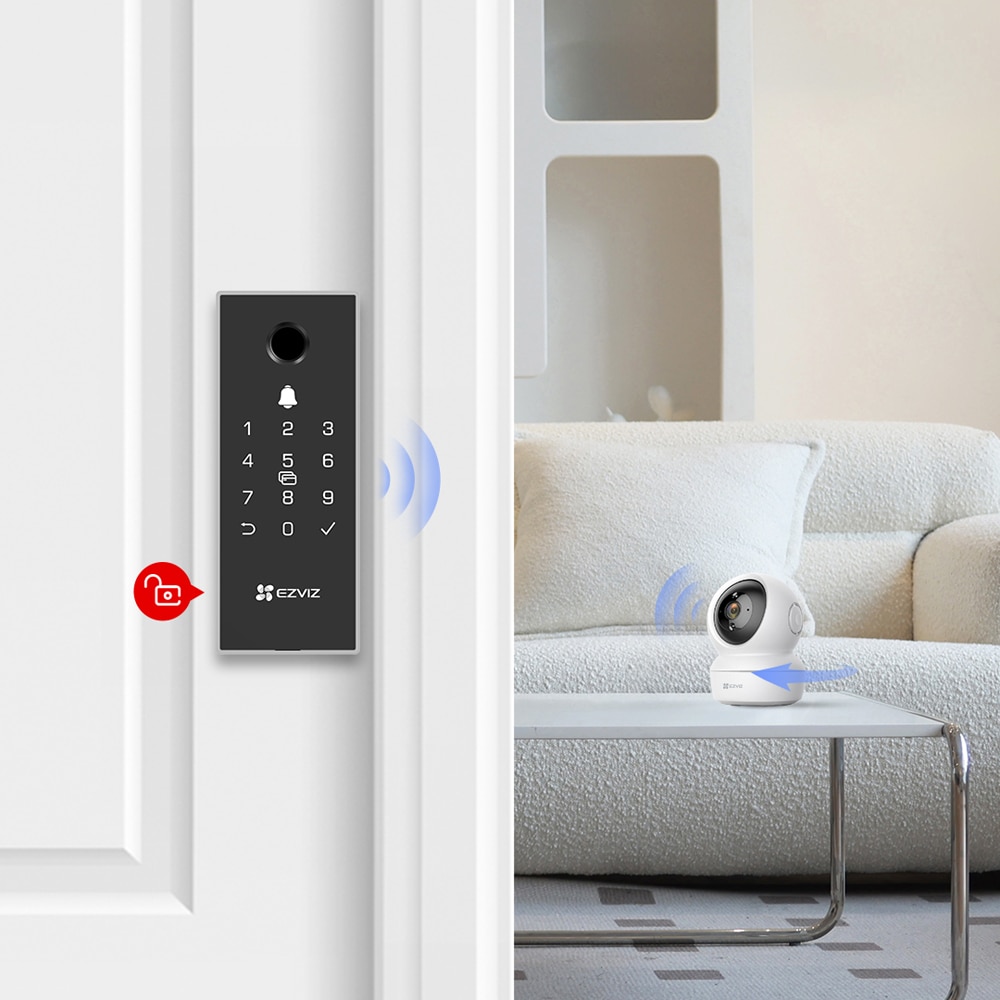 Yala inteligenta EZVIZ DL03, WiFi, sonerie incorporata, negru