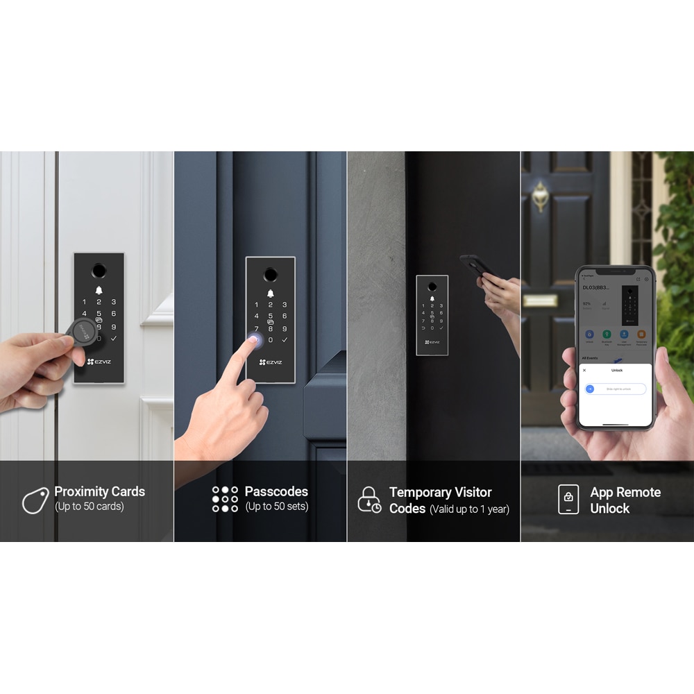 Yala inteligenta EZVIZ DL03, WiFi, sonerie incorporata, negru