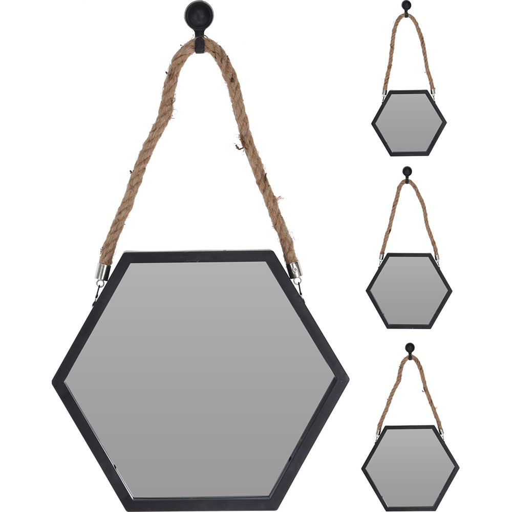 Set 3 oglinzi decorative KI, D 17/20/22 cm, negru