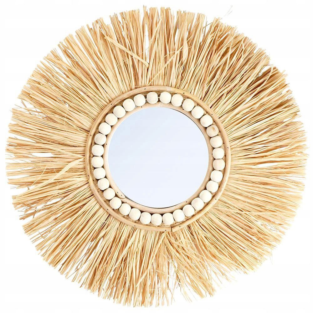 Oglinda decorativa KI, D 40 cm, maro deschis