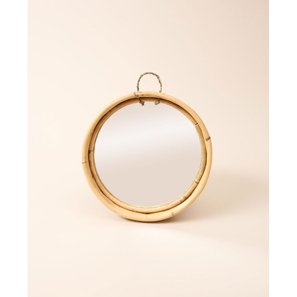 Oglinda decorativa KI, D 30 cm, maro deschis