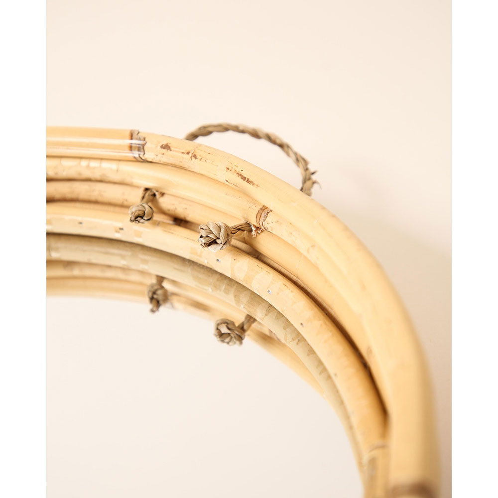 Oglinda decorativa KI, D 30 cm, maro deschis