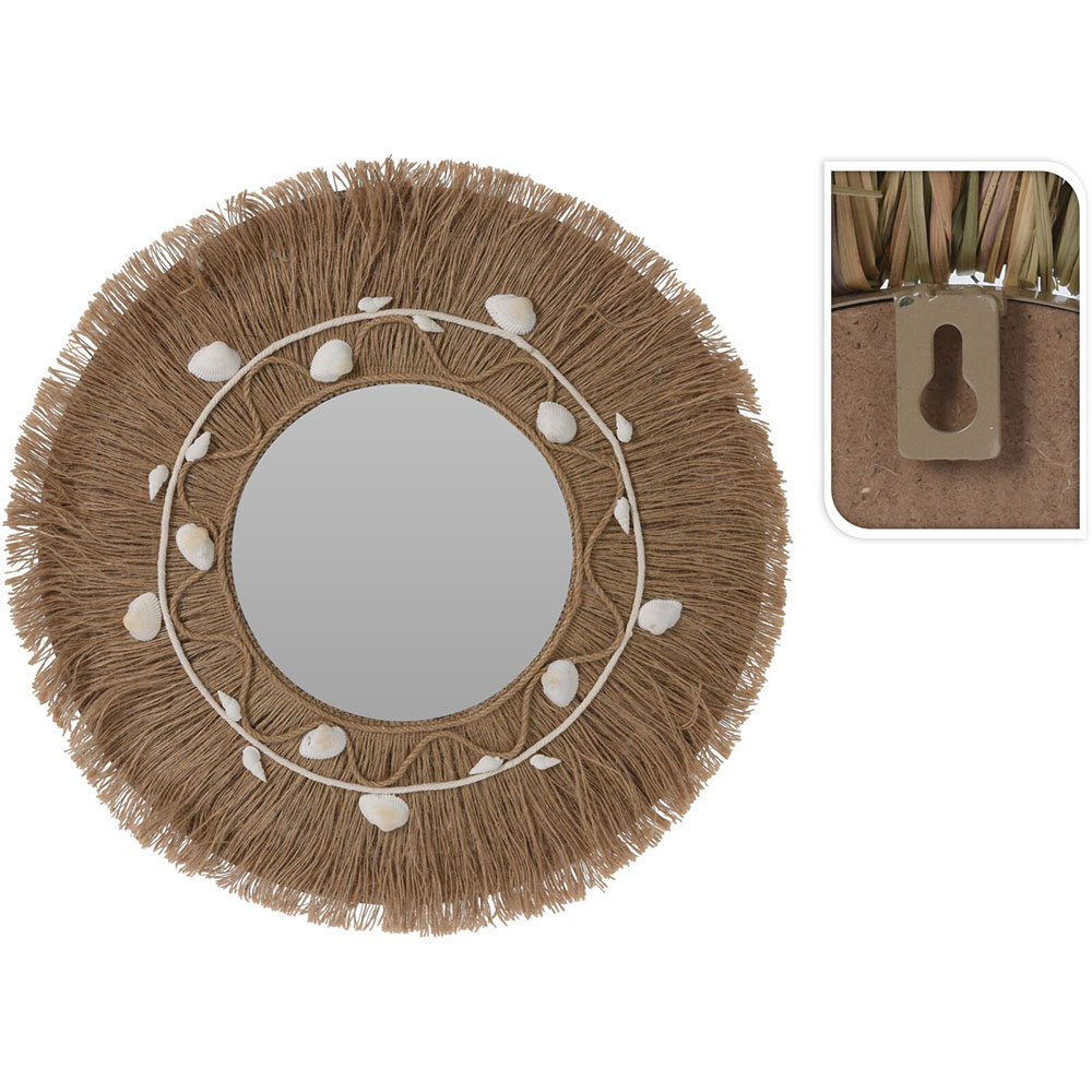 Oglinda decorativa KI Scoici, D 45 cm, maro