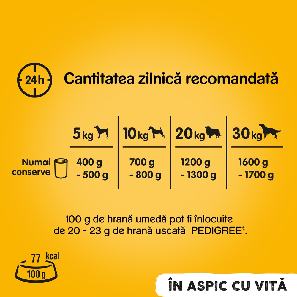 Hrana umeda pentru caini PEDIGREE, Adult, Vita in aspic, 12 x 1200g