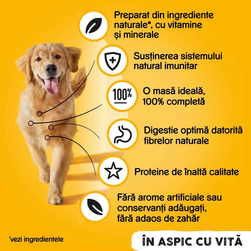 Hrana umeda pentru caini PEDIGREE, Adult, Vita in aspic, 12 x 1200g