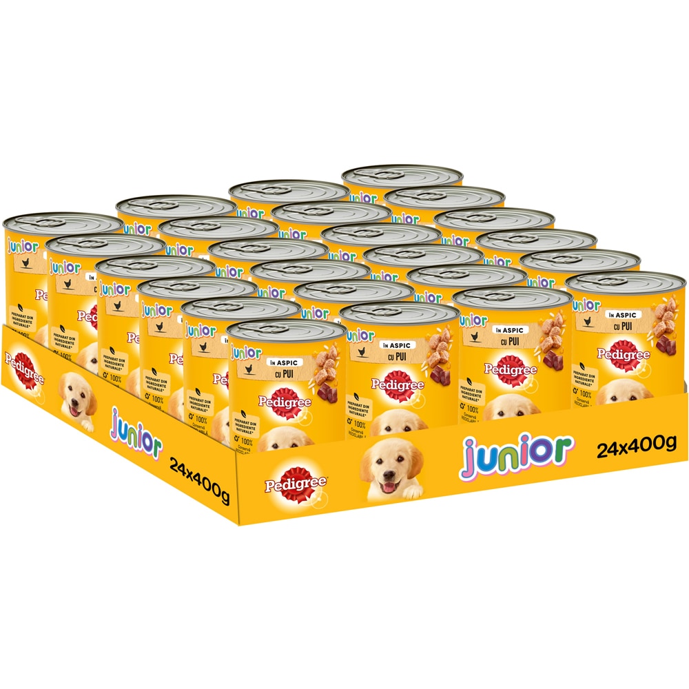 Hrana umeda pentru caini PEDIGREE, Junior, Pui in aspic, 24 x 400g