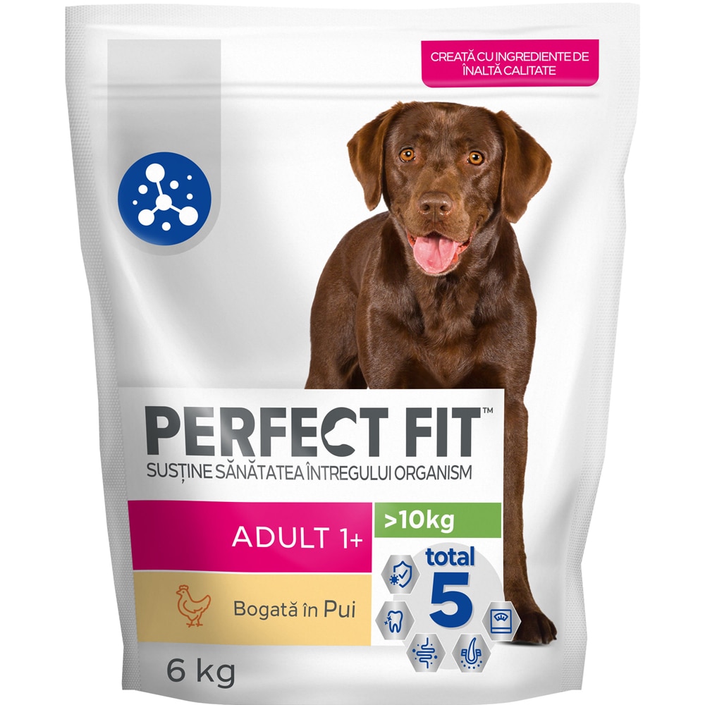 Hrana uscata pentru caini PERFECT FIT Adult 1+, Talie medie si mare, Pui, 6 kg