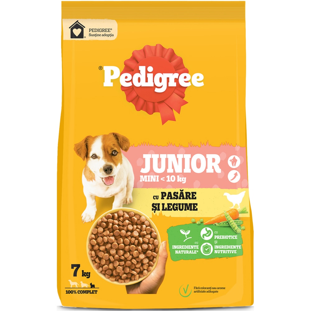 Hrana uscata pentru caini PEDIGREE, Junior, Pasare si legume, 7 kg